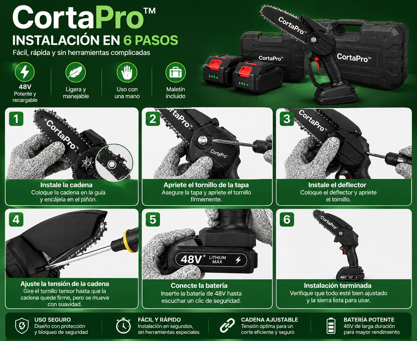Motosierra Eléctrica 48V CortaPro™