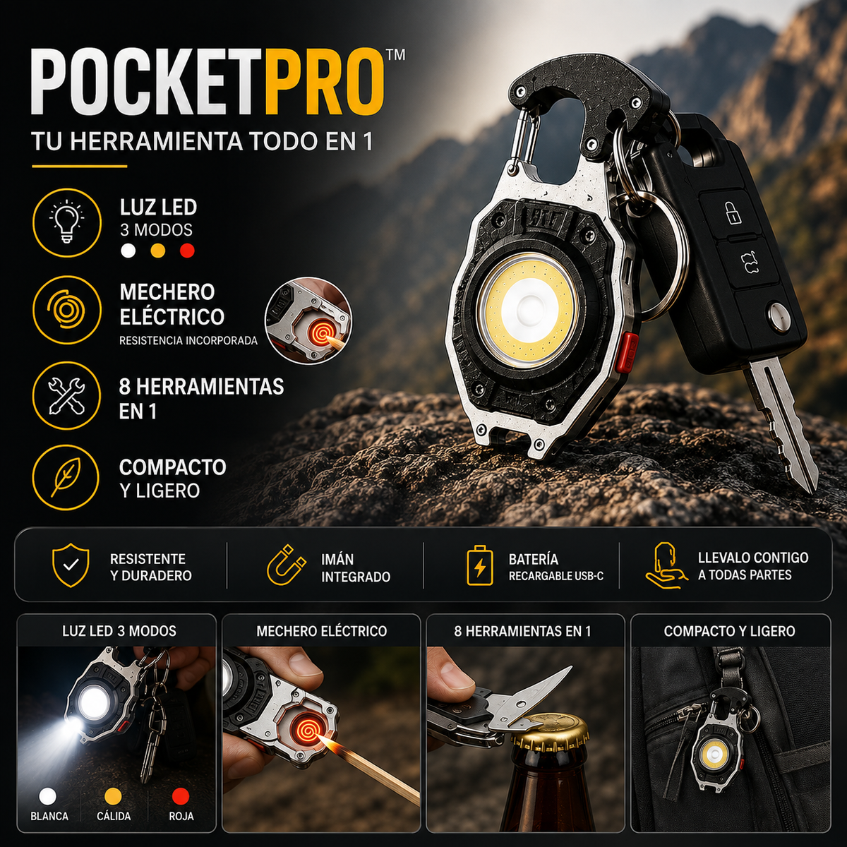 PocketPro™ – Linterna 8 en 1