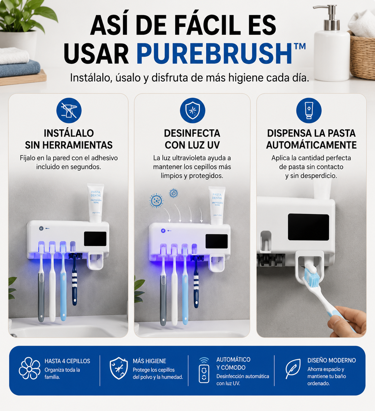 PureBrush™ Esterilizador UV inteligente