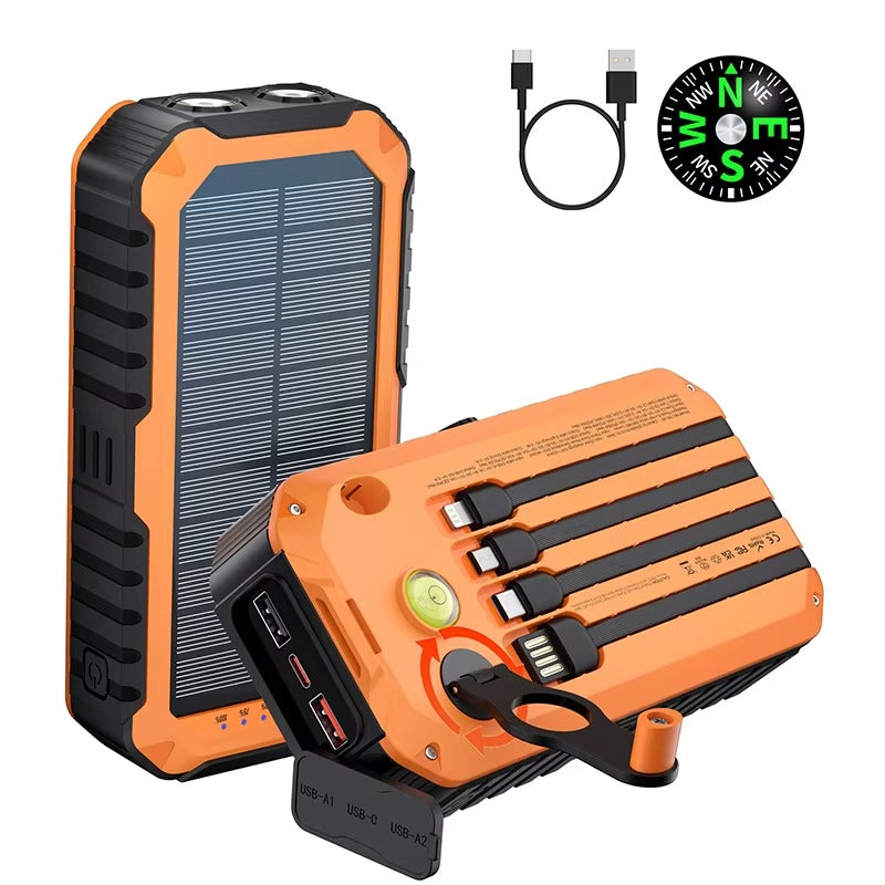 Power Bank Solar 20000 mAh con Manivela y Linterna LED